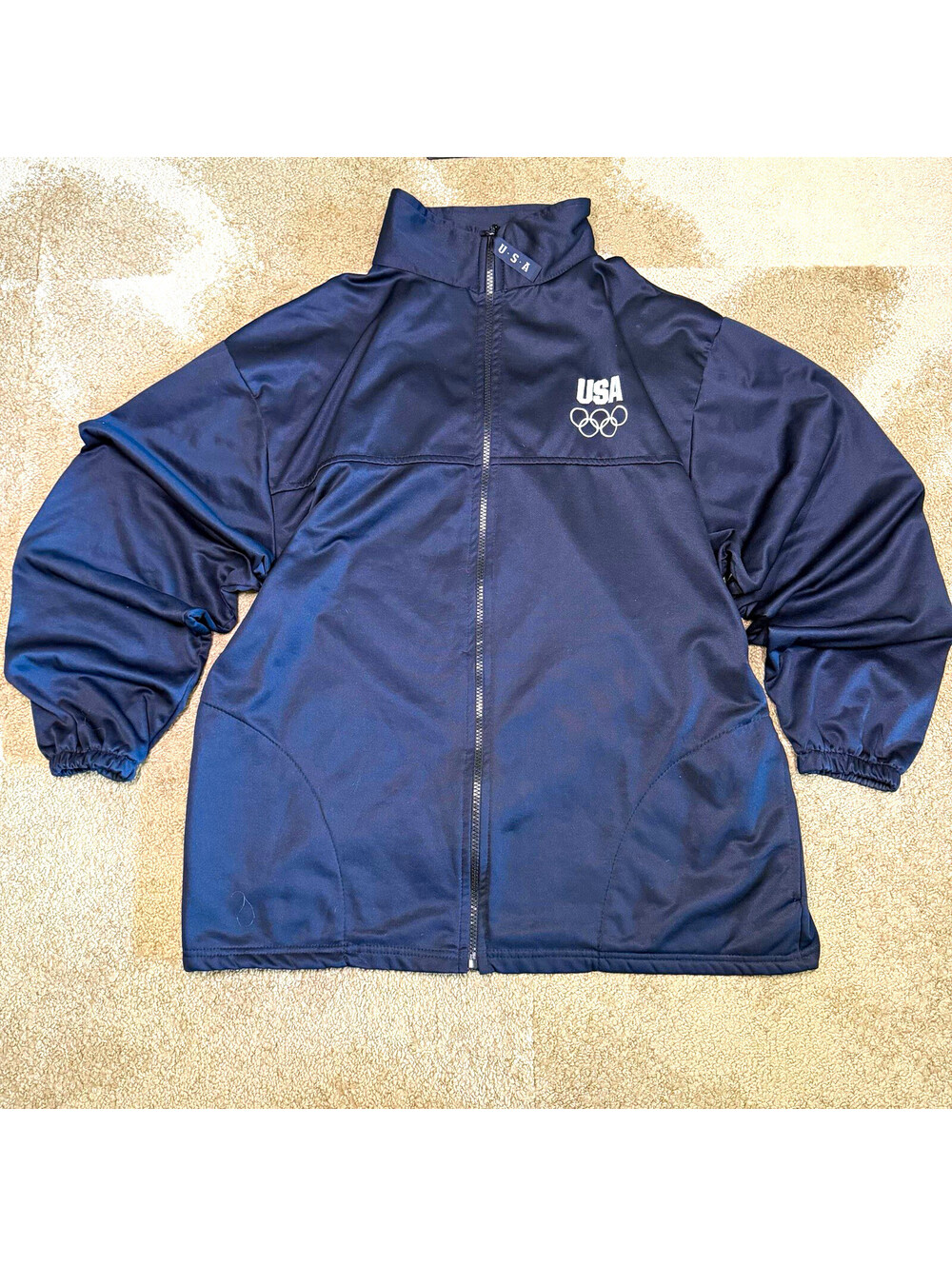 Vintage US Olympic Committee Track Jacket Mens XL Made in USA Navy Blue Team USA
